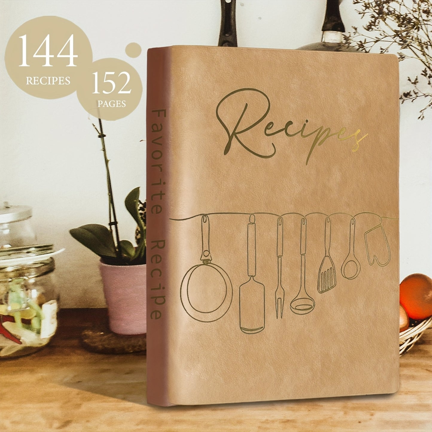Family Recipe Keeper – Blank Cookbook with 144 Pages, Stylish Illustrations, Perfect for Writing & Preserving Your Favorite Recipes
