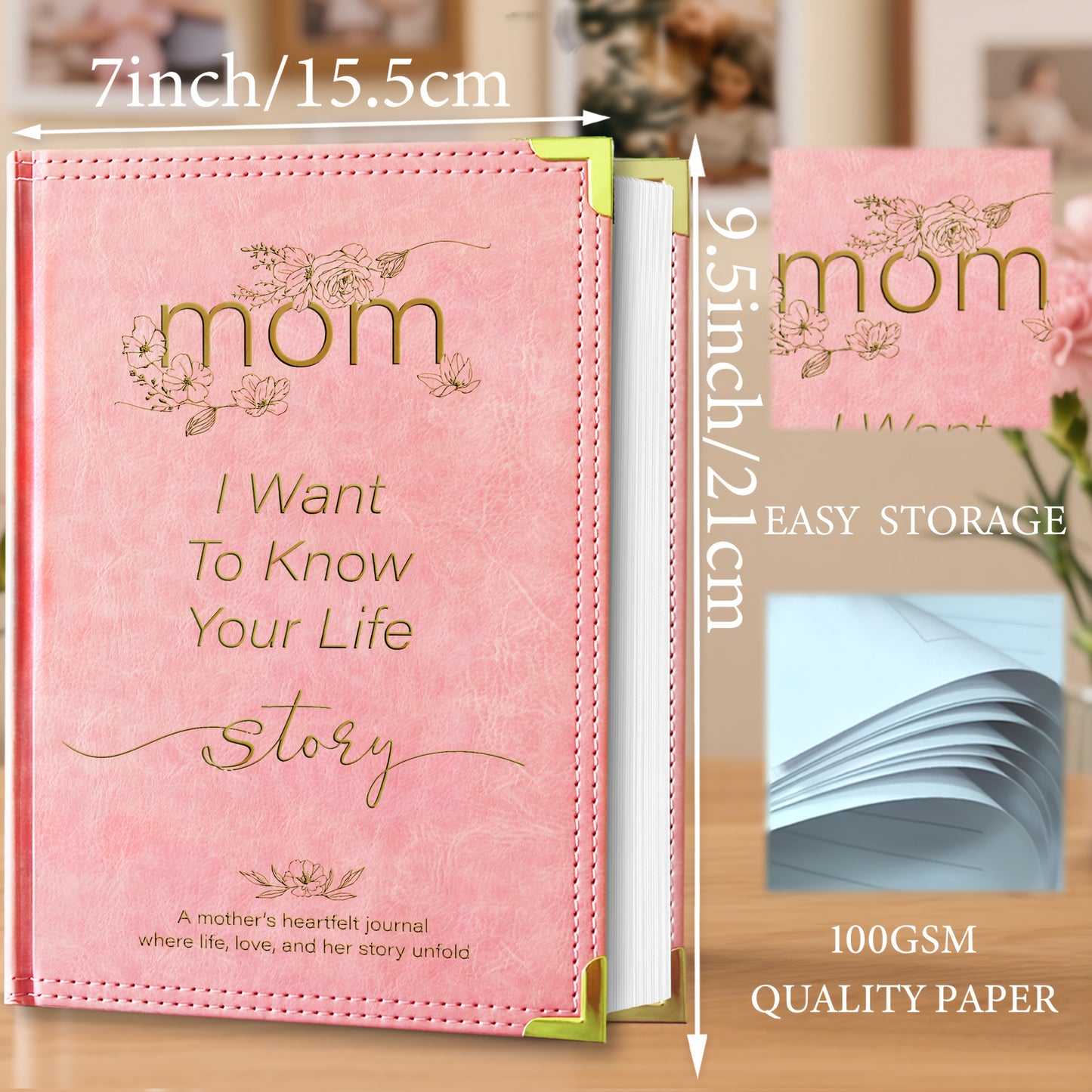 Mom, I Want to Know Your Life Story – Guided Memory Journal for Her, Luxury Hardcover with Lined Pages, Perfect Mother’s Day, Birthday & Christmas Gift, Heartfelt Memory Book, Durable Pink Faux Leather Cover