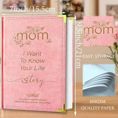 Mom, I Want to Know Your Life Story – Guided Memory Journal for Her, Luxury Hardcover with Lined Pages, Perfect Mother’s Day, Birthday & Christmas Gift, Heartfelt Memory Book, Durable Pink Faux Leather Cover