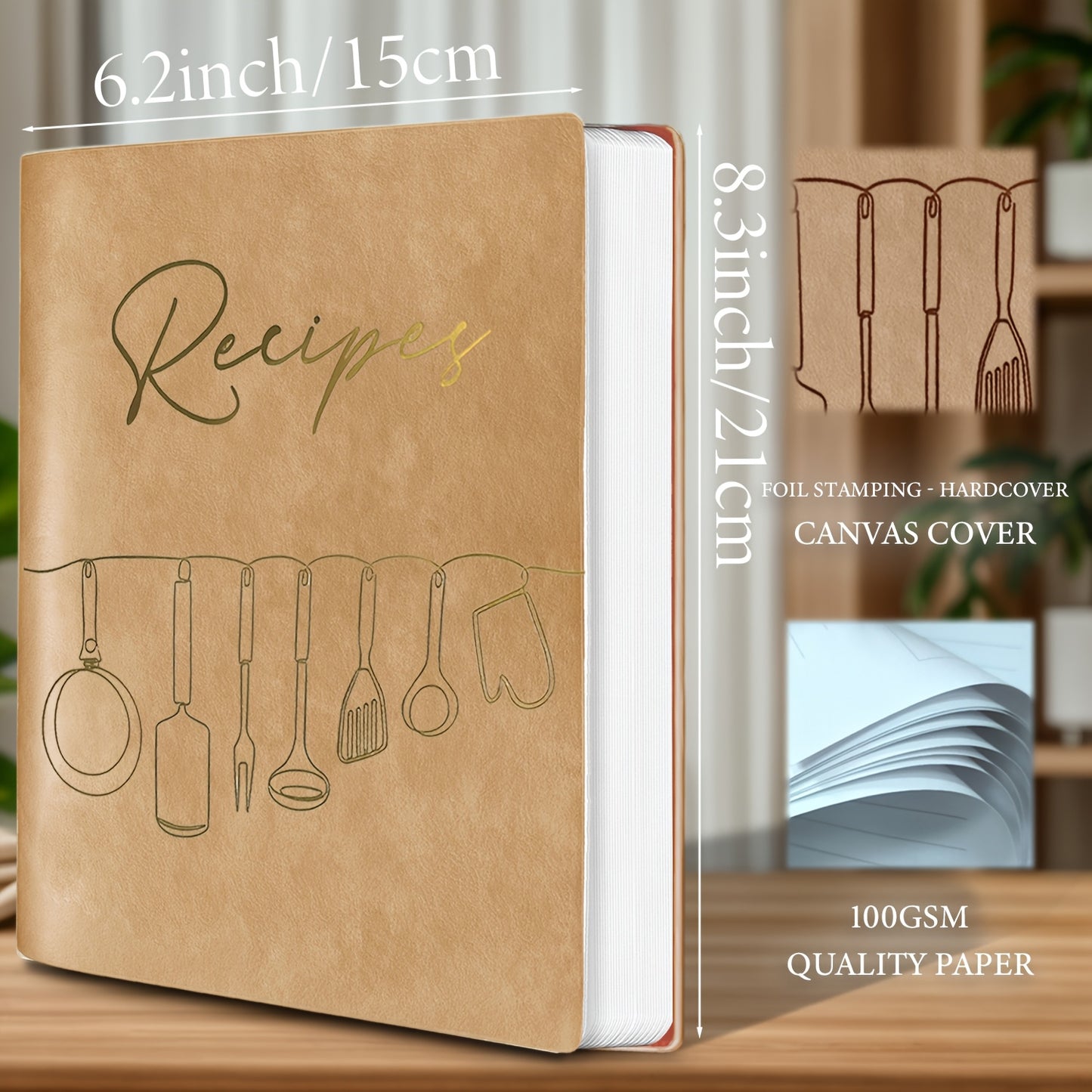 Family Recipe Keeper – Blank Cookbook with 144 Pages, Stylish Illustrations, Perfect for Writing & Preserving Your Favorite Recipes