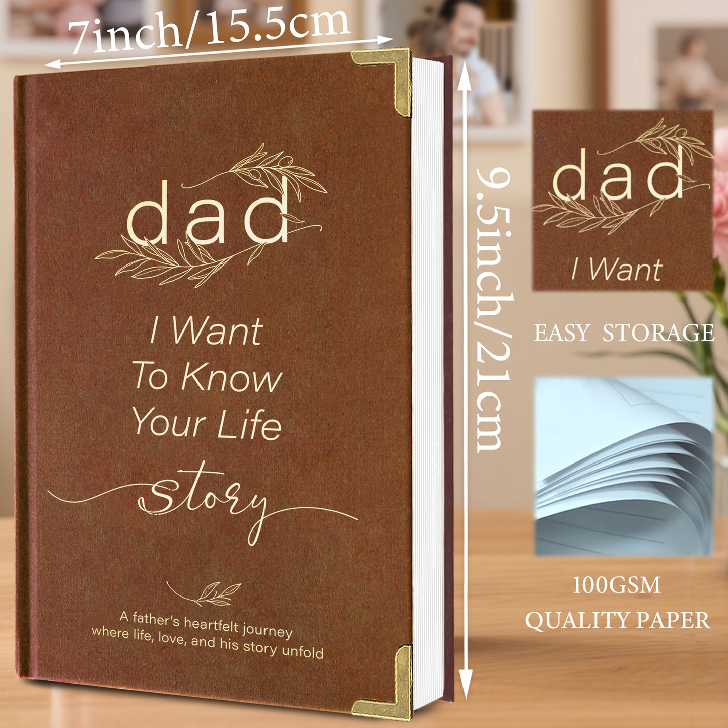 Dad, I Want to Know Your Life Story – Guided Memory Journal for Him, Luxury Hardcover with Lined Pages, Perfect Father’s Day, Birthday & Christmas Gift, Heartfelt Memory Book, Durable Brown Faux Leather Cover