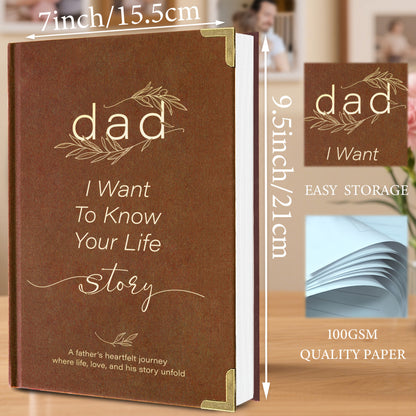 Dad, I Want to Know Your Life Story – Guided Memory Journal for Him, Luxury Hardcover with Lined Pages, Perfect Father’s Day, Birthday & Christmas Gift, Heartfelt Memory Book, Durable Brown Faux Leather Cover