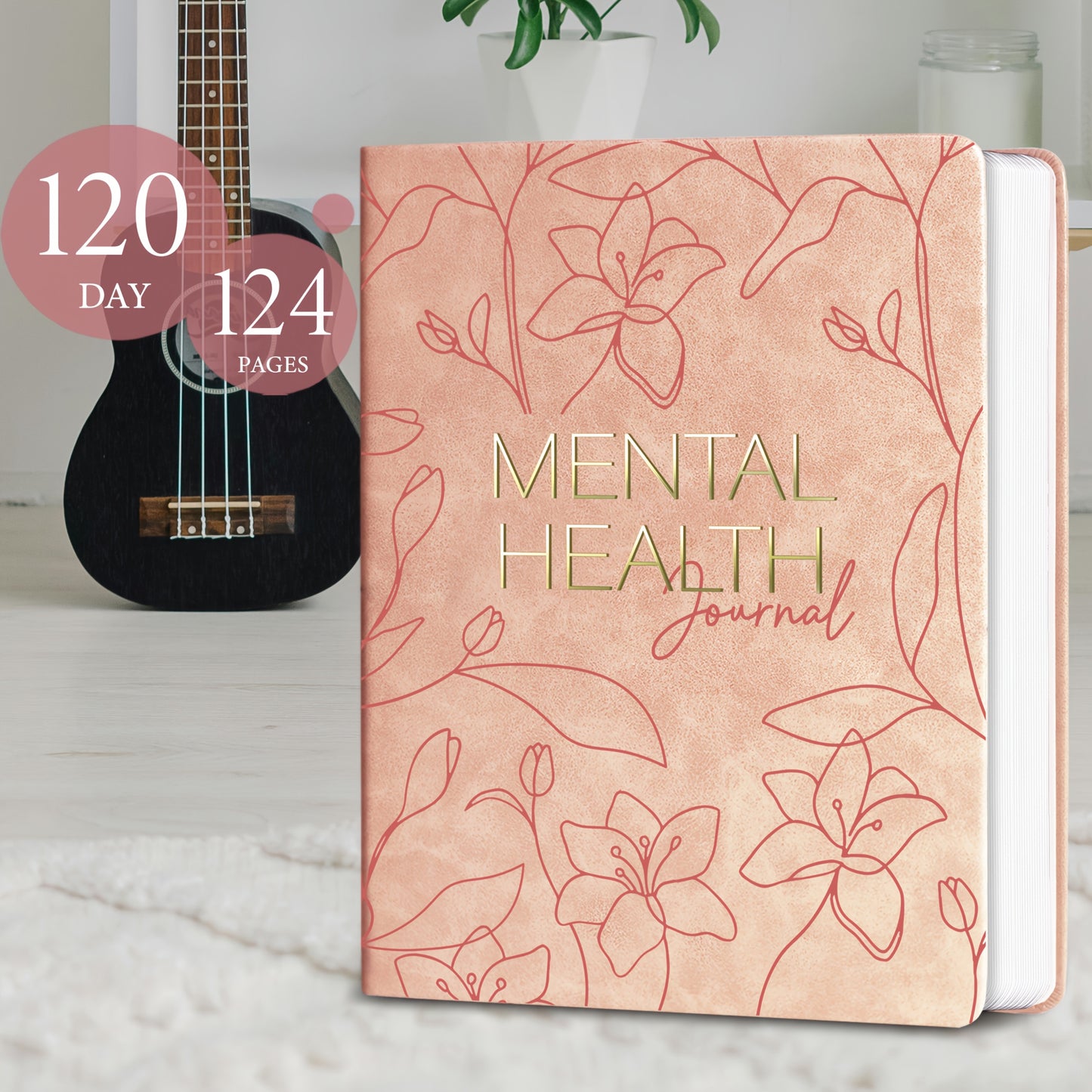 Self-Care & Mental Health Journal – 120-Day Mood Tracker, Anxiety & ADHD Support, Cute Pink Floral A5 Planner, Daily Mindfulness & Positivity Journal